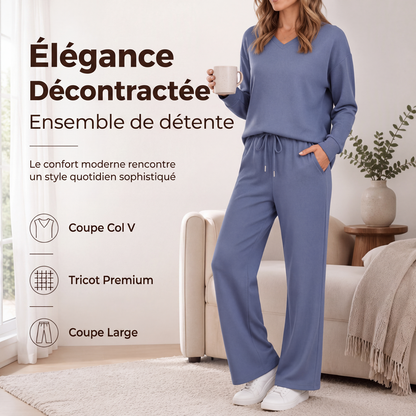 Ensemble de détente 2 pièces pour femmes : haut décontracté et pantalon