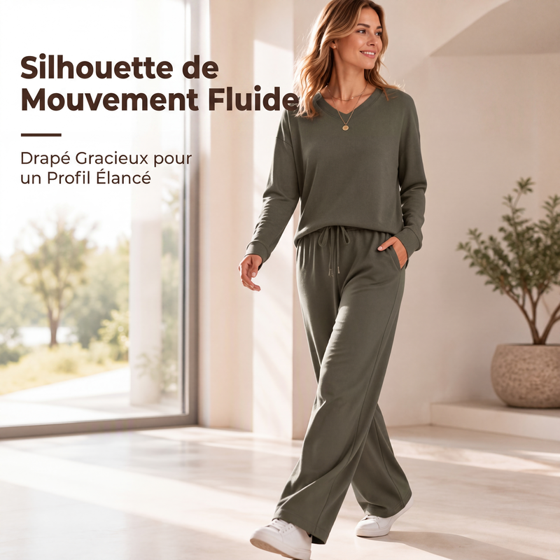 Ensemble de détente 2 pièces pour femmes : haut décontracté et pantalon