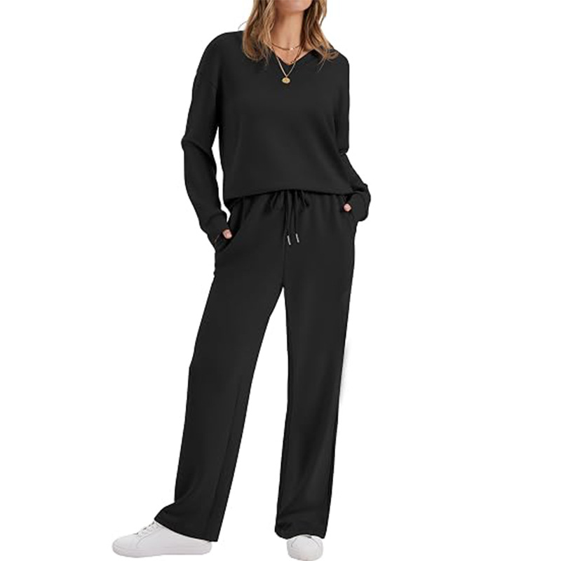 Ensemble de détente 2 pièces pour femmes : haut décontracté et pantalon