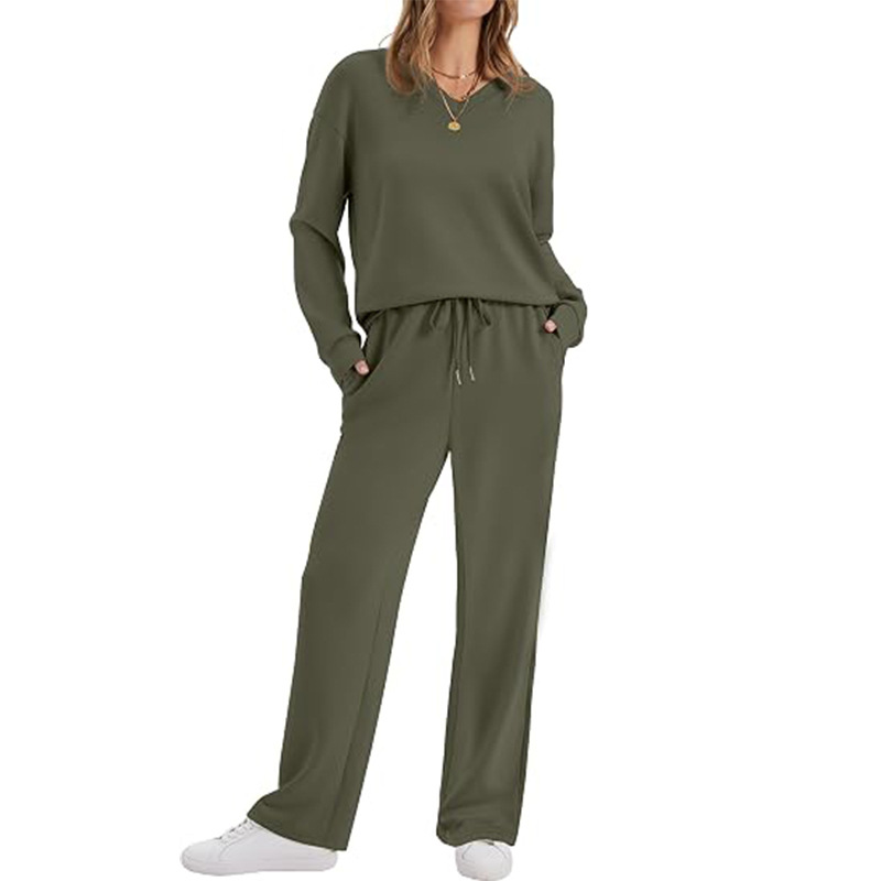 Ensemble de détente 2 pièces pour femmes : haut décontracté et pantalon