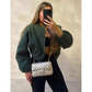 Veste courte décontractée à fermeture éclair pour femme
