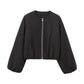 Veste courte décontractée à fermeture éclair pour femme