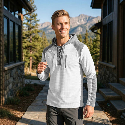 Sweat à capuche décontracté en maille color-block pour homme