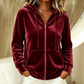 Sweat à capuche zippé en velours pour femme