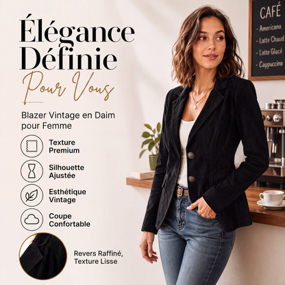 Blazer ajusté pour femme en daim