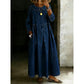 Robe longue maxi à manches longues et coupe ample pour femme, avec poches