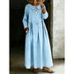 Robe longue maxi à manches longues et coupe ample pour femme, avec poches