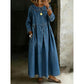 Robe longue maxi à manches longues et coupe ample pour femme, avec poches