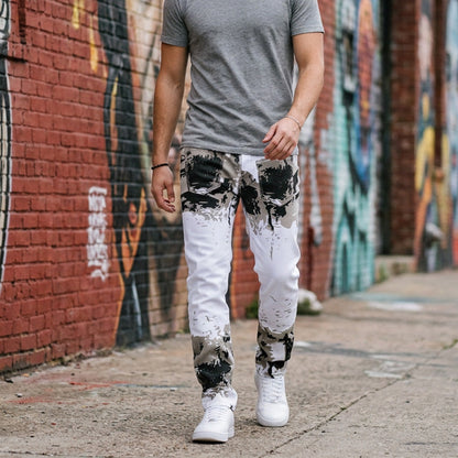 👖✨ PROMO -50% ! Jean Slim Camouflage Homme Tendance – Imprimé Audacieux Streetwear, Coupe Slim Droite Moderne, Denim Premium Durable Poches Pratiques · Blanc · 28-36 🔥