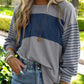 T-shirt à manches longues rayé color-block tendance pour femmes