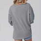 T-shirt à manches longues rayé color-block tendance pour femmes
