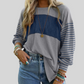 T-shirt à manches longues rayé color-block tendance pour femmes