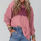 T-shirt à manches longues rayé color-block tendance pour femmes