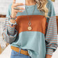 T-shirt à manches longues rayé color-block tendance pour femmes