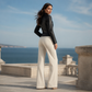 Veste en simili cuir ajustée pour femme