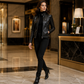 Veste en simili cuir ajustée pour femme
