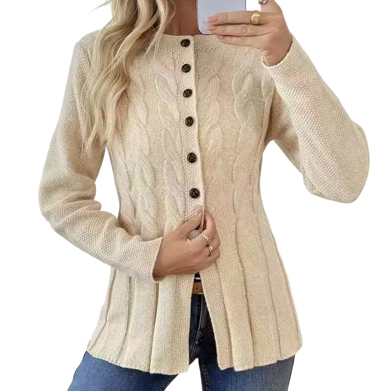 Cardigan à boutons pour femme, en maille torsadée