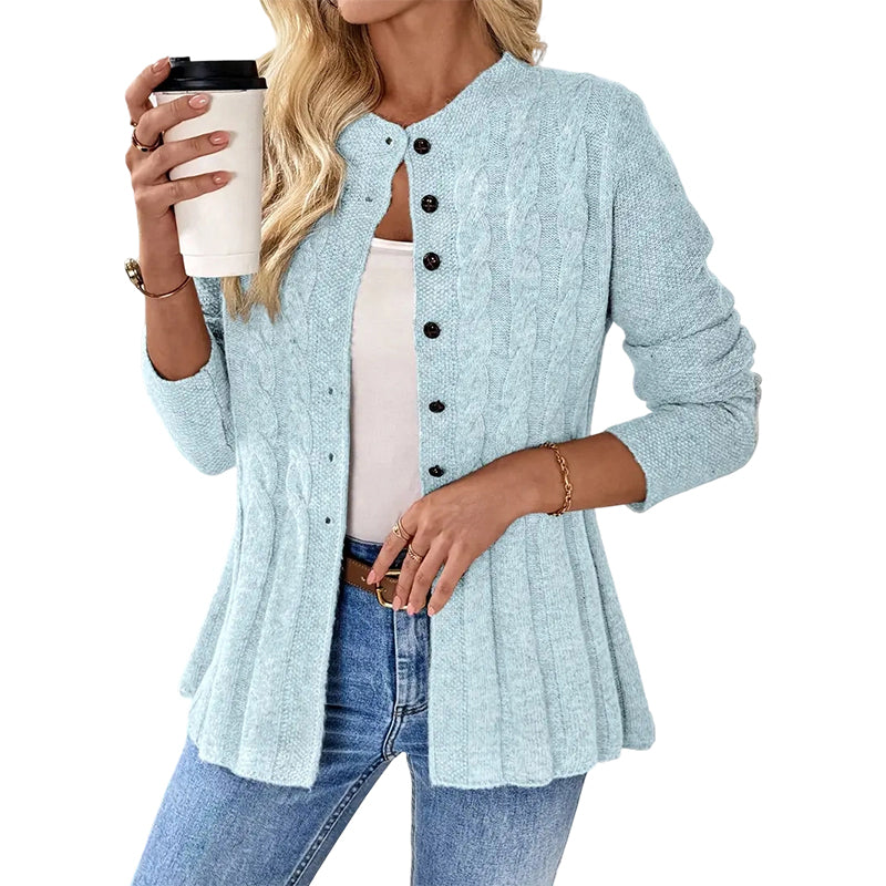 Cardigan à boutons pour femme, en maille torsadée
