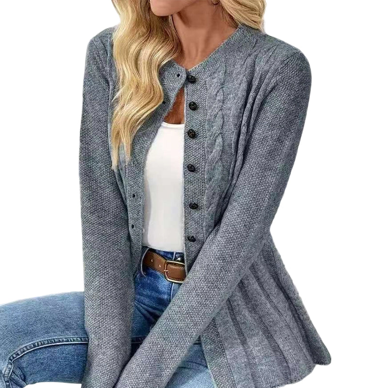 Cardigan à boutons pour femme, en maille torsadée