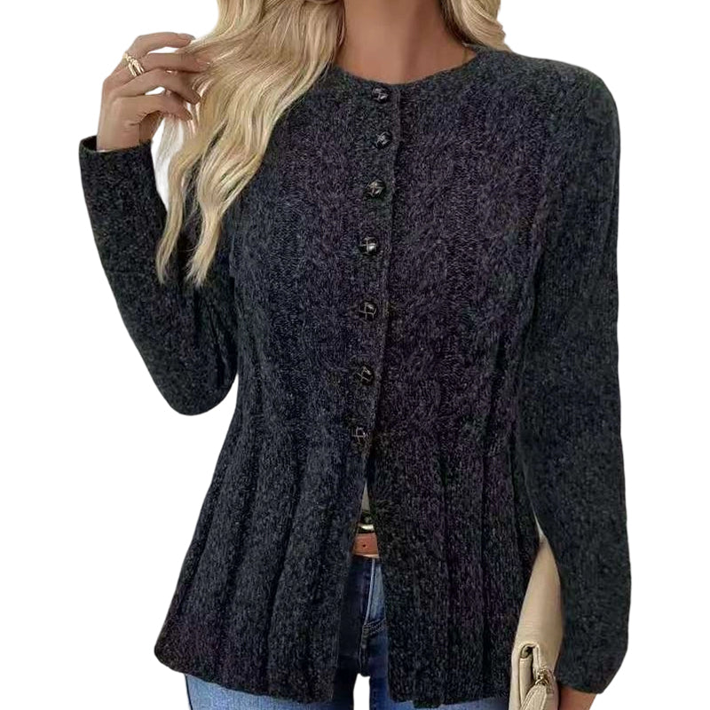 Cardigan à boutons pour femme, en maille torsadée