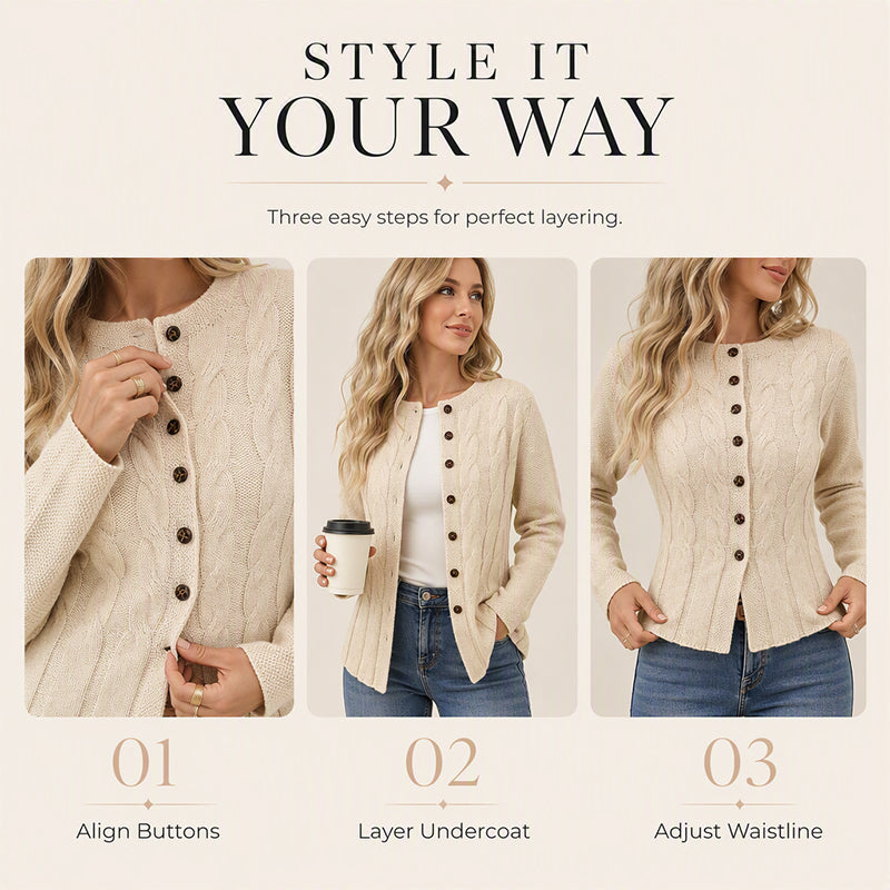 Cardigan à boutons pour femme, en maille torsadée