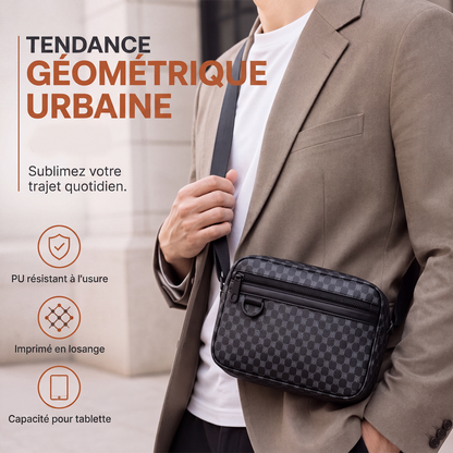 Sac bandoulière carré en cuir PU pour homme