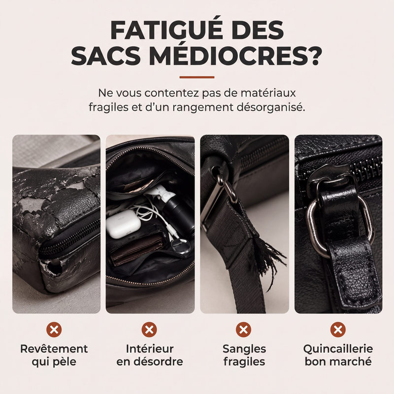 Sac bandoulière carré en cuir PU pour homme