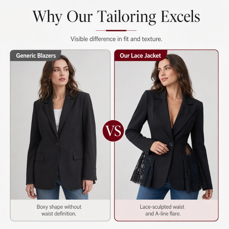 Veste blazer patchwork en dentelle pour femme
