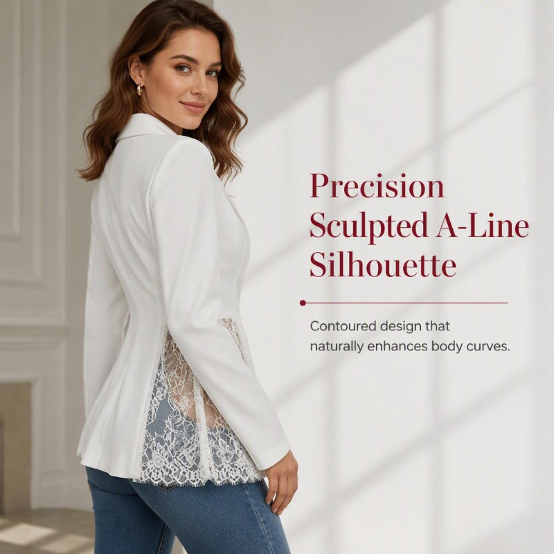 Veste blazer patchwork en dentelle pour femme