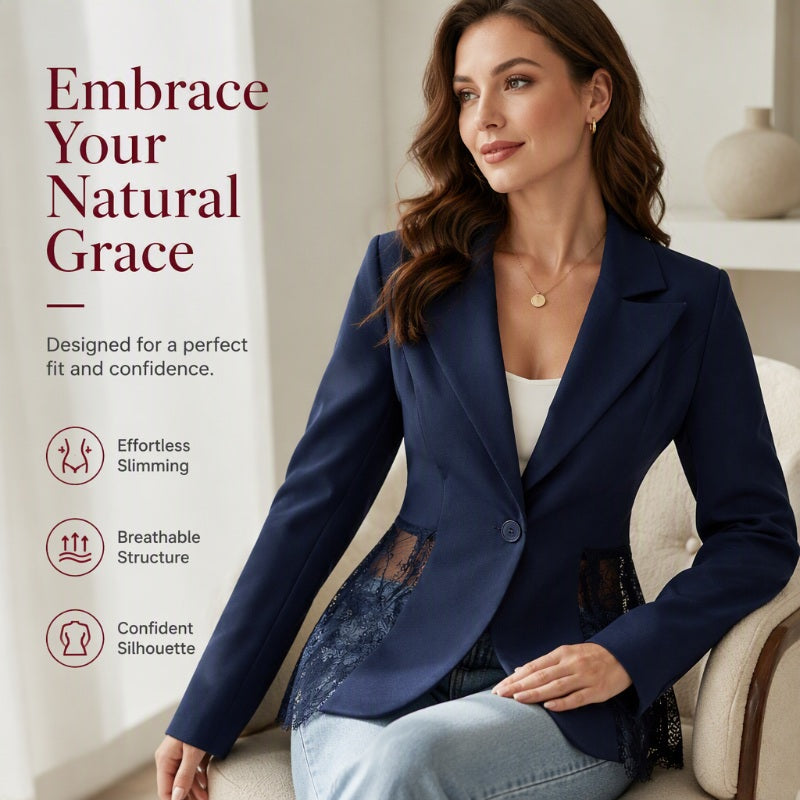 Veste blazer patchwork en dentelle pour femme