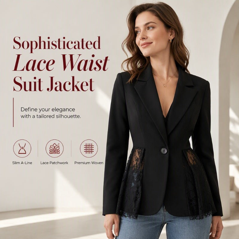 Veste blazer patchwork en dentelle pour femme