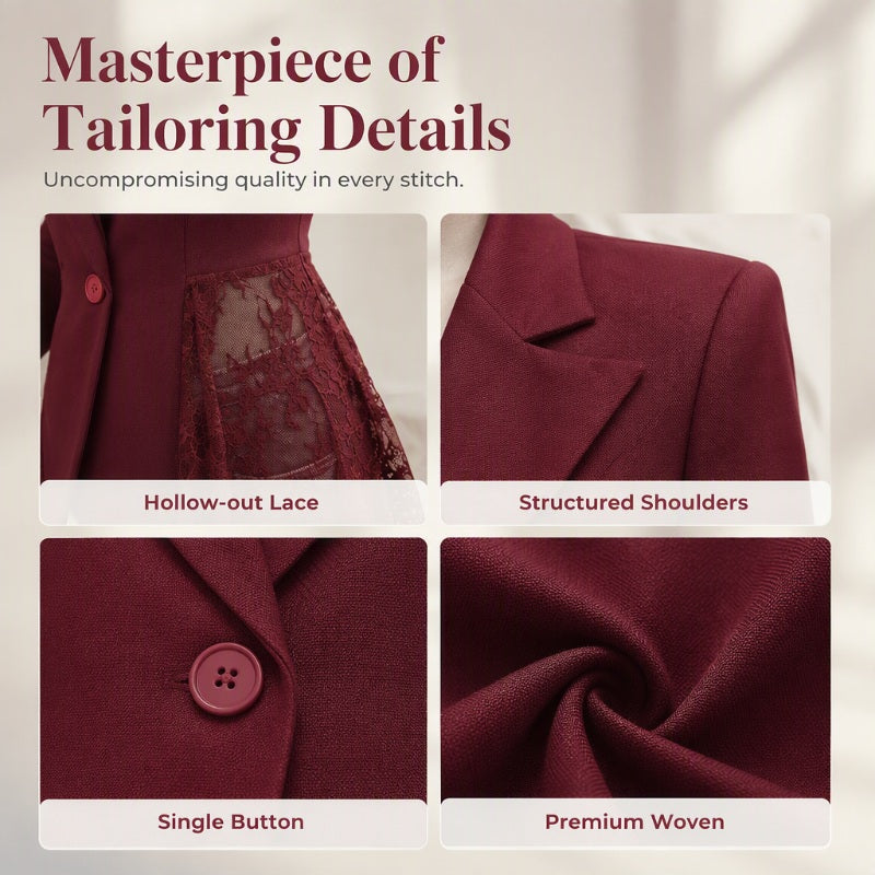 Veste blazer patchwork en dentelle pour femme