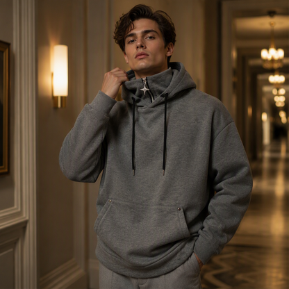 Hoodie décontracté pour homme, col montant, coupe ample