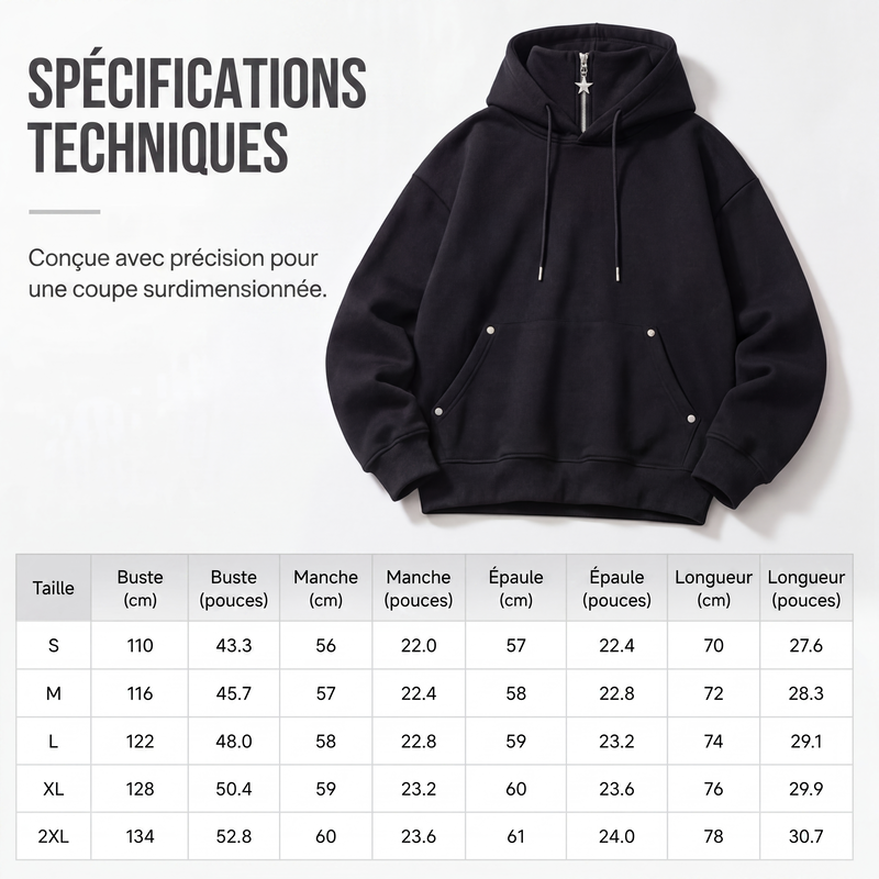 Hoodie décontracté pour homme, col montant, coupe ample