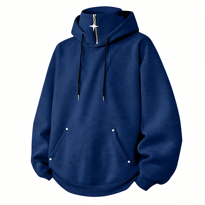 Hoodie décontracté pour homme, col montant, coupe ample
