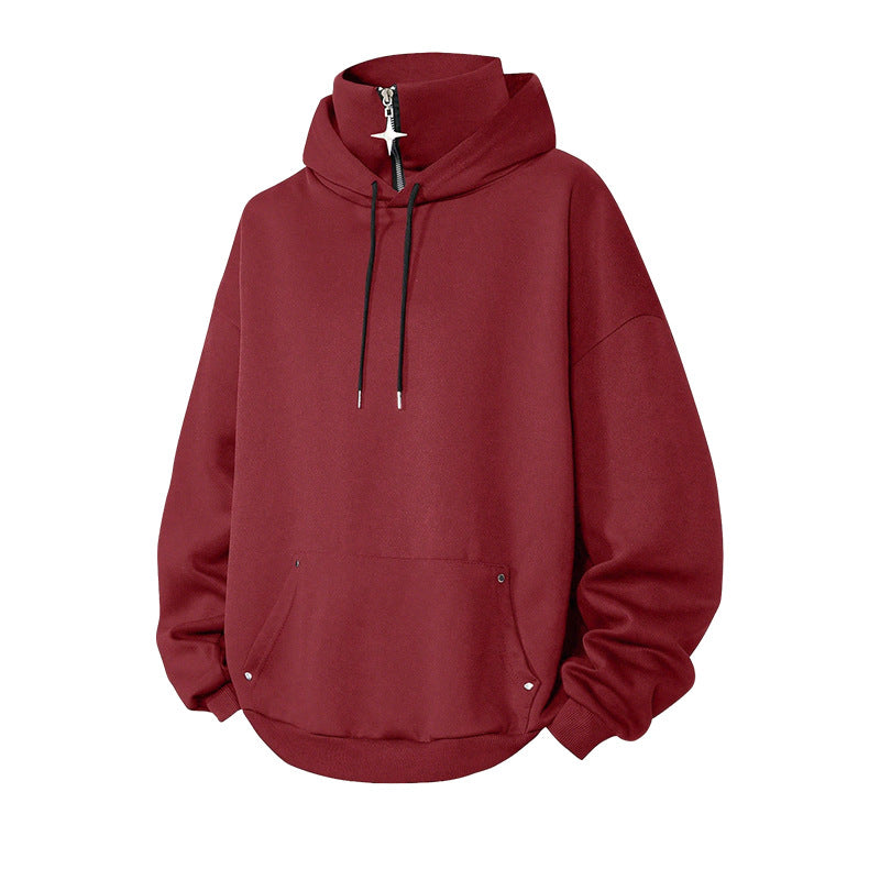 Hoodie décontracté pour homme, col montant, coupe ample