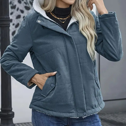 Veste à capuche pour femme, doublure en peluche, manches longues