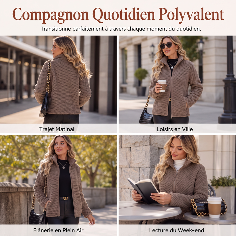 Manteau en polaire décontracté ample pour femme