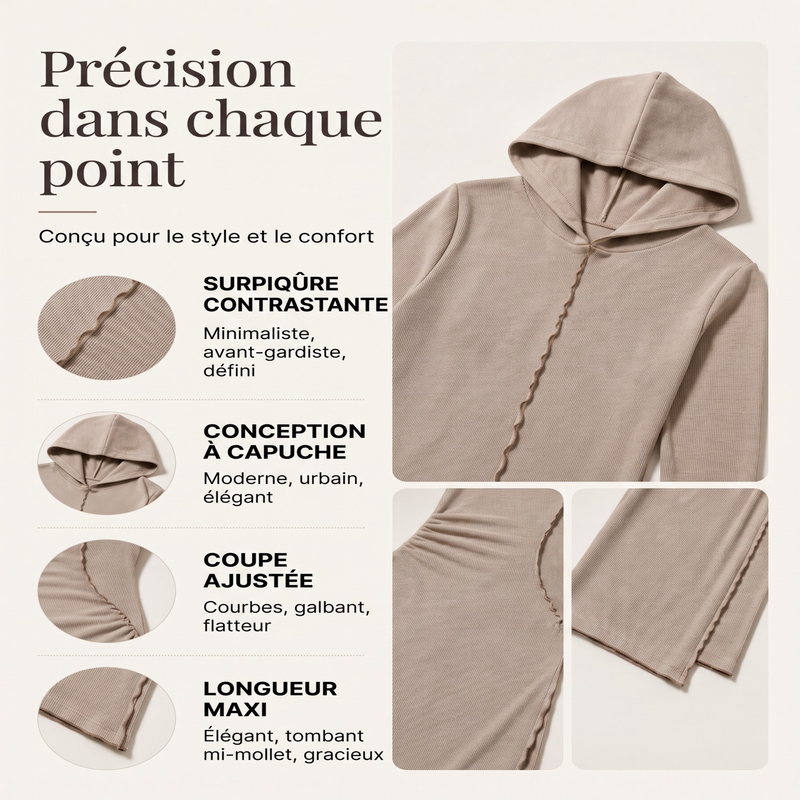 Robe maxi ajustée à capuche pour femme