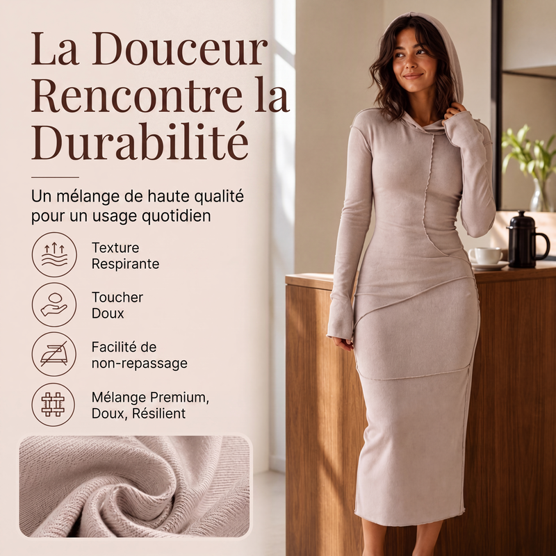 Robe maxi ajustée à capuche pour femme
