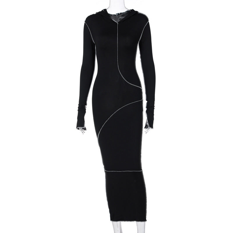 Robe maxi ajustée à capuche pour femme