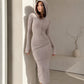 Robe maxi ajustée à capuche pour femme