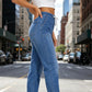 Pantalon de jogging décontracté en jean à cordon de serrage pour femme
