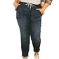 Pantalon de jogging décontracté en jean à cordon de serrage pour femme