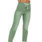 Pantalon de jogging décontracté en jean à cordon de serrage pour femme