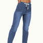 Pantalon de jogging décontracté en jean à cordon de serrage pour femme