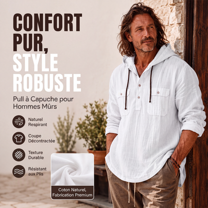 Chemise à capuche décontractée à manches longues pour homme