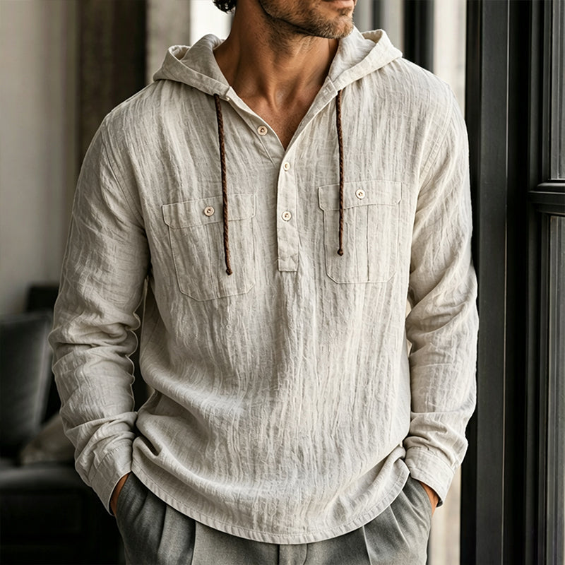Chemise à capuche décontractée à manches longues pour homme