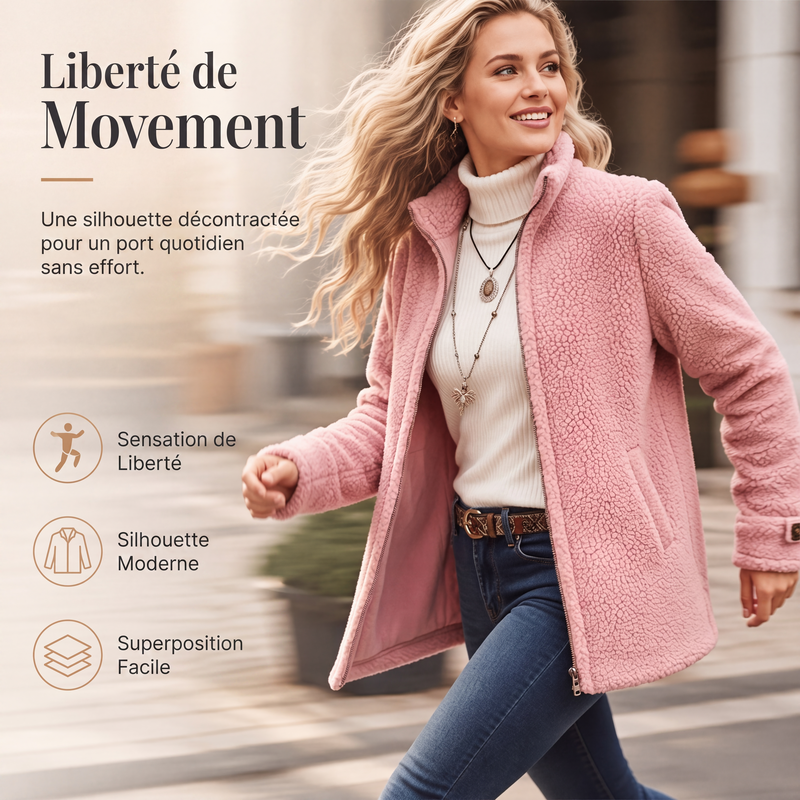 Veste d'hiver pour femme à col montant et fermeture éclair intégrale