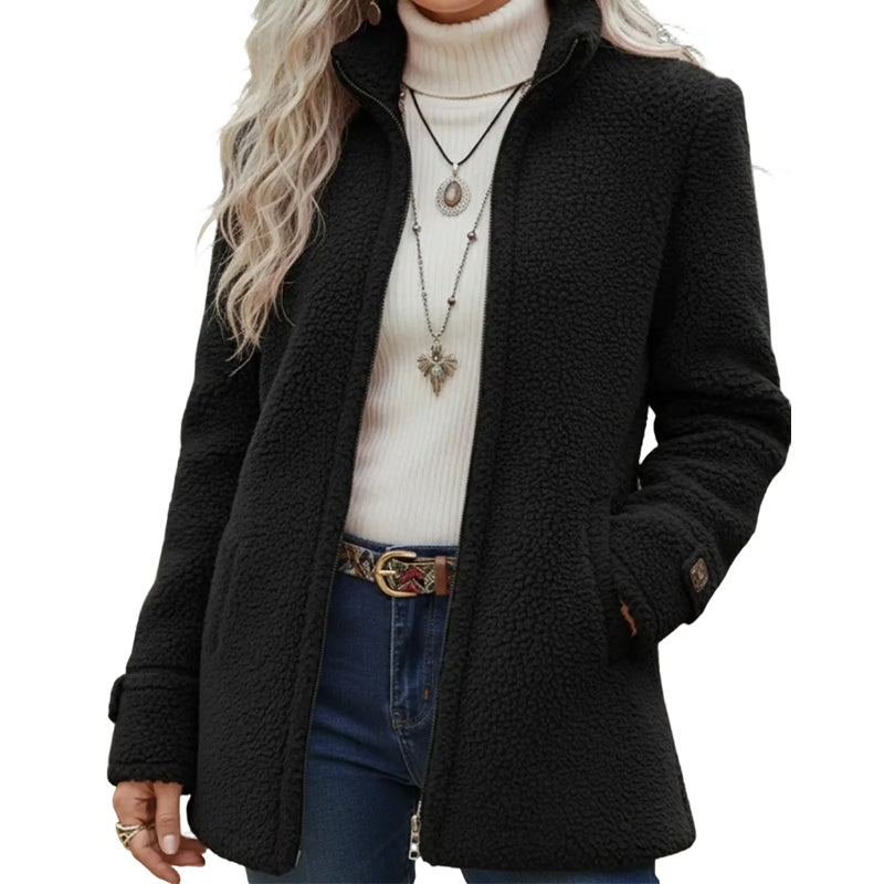 Veste d'hiver pour femme à col montant et fermeture éclair intégrale